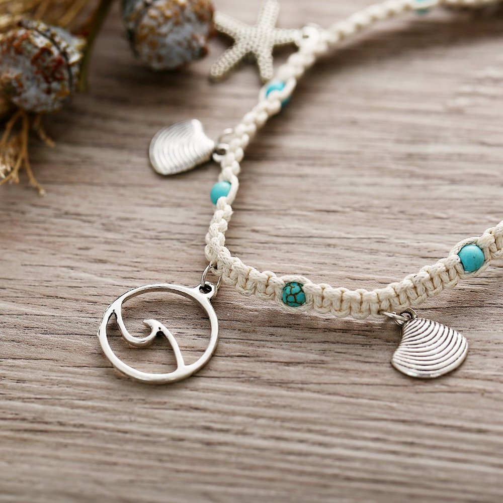 Bohemian Turquoise Nautical Charm Bracelet / Anklet